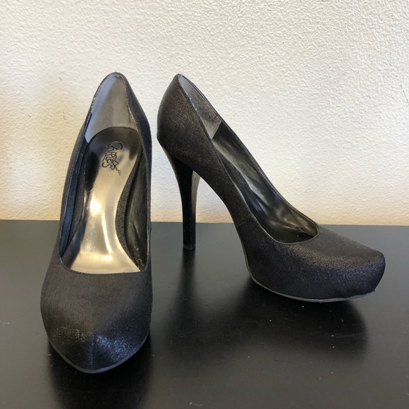 Carlos Santana Black Sparkle High Heels - Picture 1 of 14